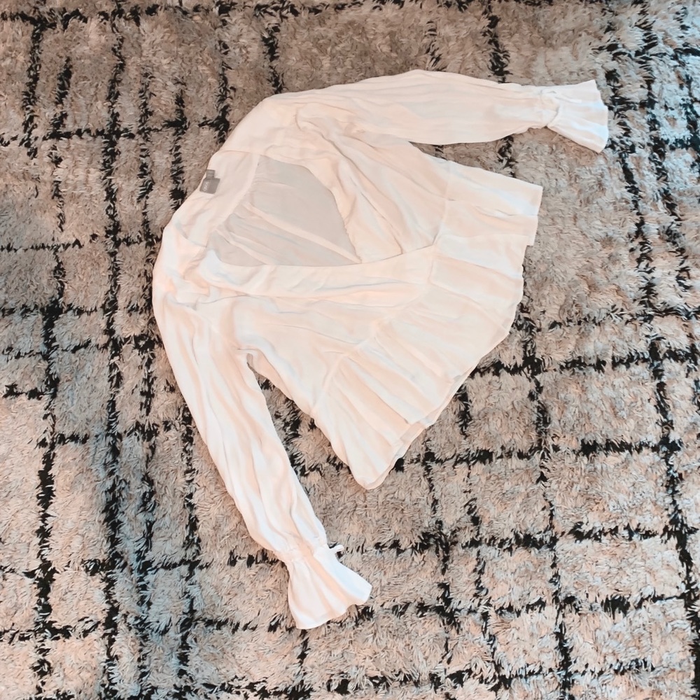Loose White Peplum Wrap Top